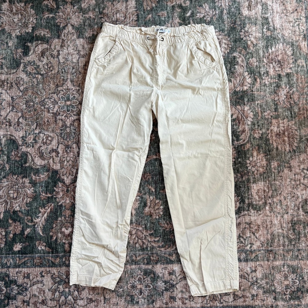 Sonoma Pants M Cream Elastic Waist Cotton Casual Minimalist